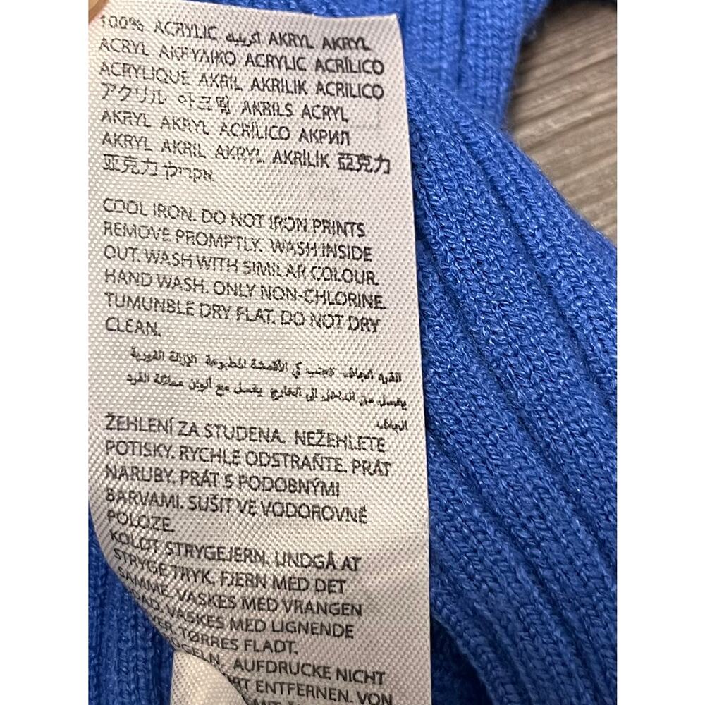 Edikted Blue Ribbed Mock Neck Crop Sweater Y2K Coquette Long Sleeve XS/S Bodycon - Picture 6 of 9